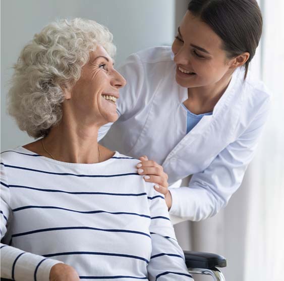 Caregiver providing support to patient